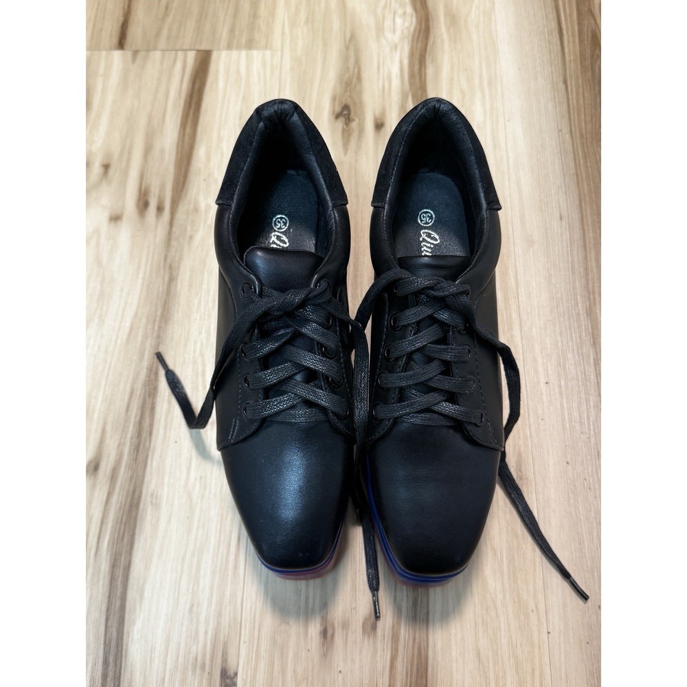 Women's Platform Oxford Sneakers Black Women's Size  35/4.5